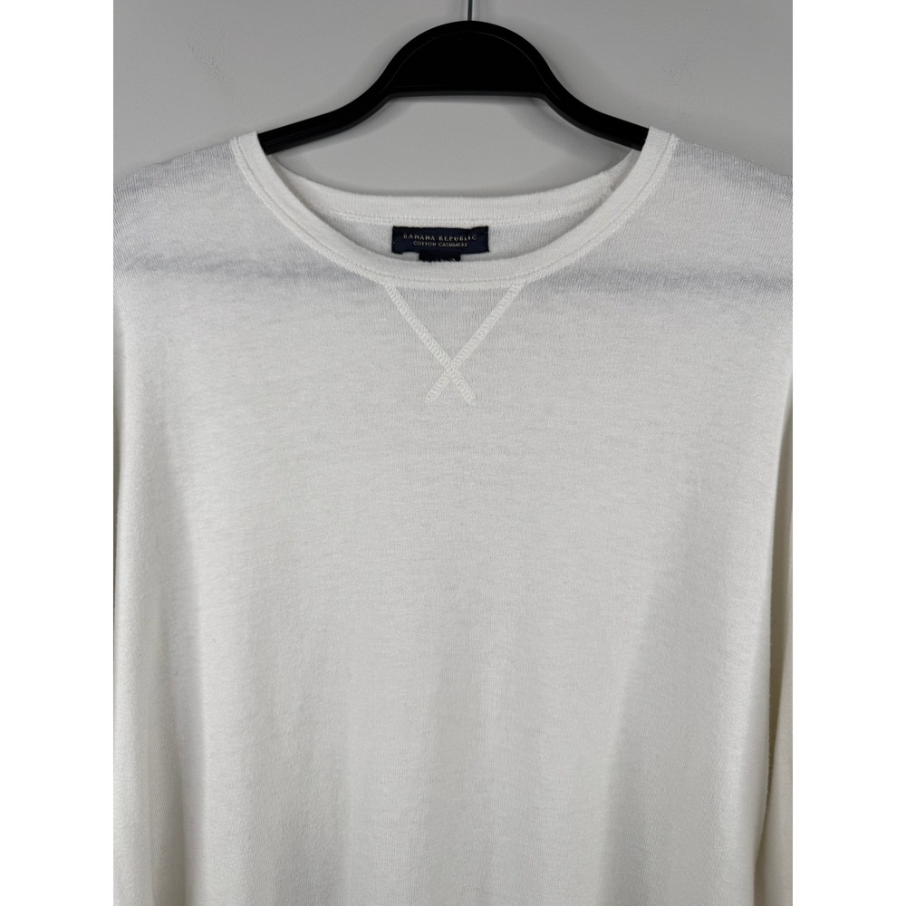 Banana Republic Men's XL Cotton Cashmere Wool Sweater White Long Sleeve Pullover